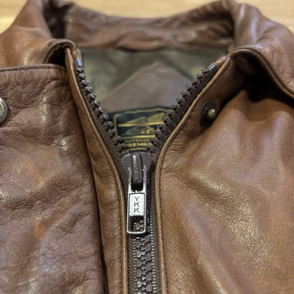 Vintage‎ Eddie Bauer Leather Goose Down Jacket Men's L Parka Coat Brown 80s 90s